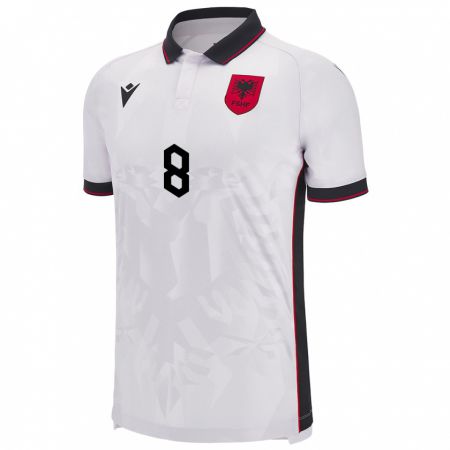 Kandiny Niño Camiseta Albania Matteo Dashi #8 Blanco 2ª Equipación 24-26 La Camisa Chile