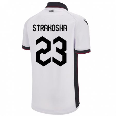 Kandiny Niño Camiseta Albania Thomas Strakosha #23 Blanco 2ª Equipación 24-26 La Camisa Chile