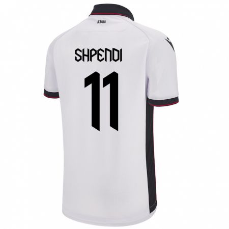 Kandiny Niño Camiseta Albania Stiven Shpendi #11 Blanco 2ª Equipación 24-26 La Camisa Chile