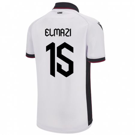 Kandiny Niño Camiseta Albania Enea Elmazi #15 Blanco 2ª Equipación 24-26 La Camisa Chile