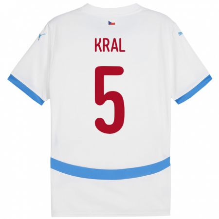 Kandiny Niño Camiseta Chequia Tomas Kral #5 Blanco 2ª Equipación 24-26 La Camisa Chile