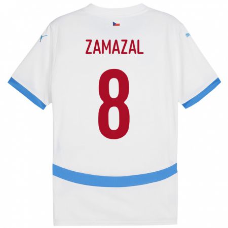 Kandiny Niño Camiseta Chequia Denis Zamazal #8 Blanco 2ª Equipación 24-26 La Camisa Chile