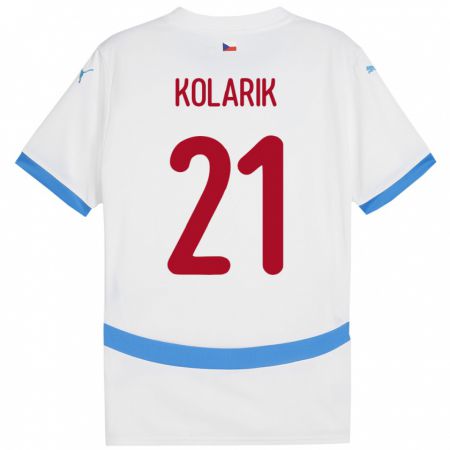 Kandiny Niño Camiseta Chequia Josef Kolarik #21 Blanco 2ª Equipación 24-26 La Camisa Chile