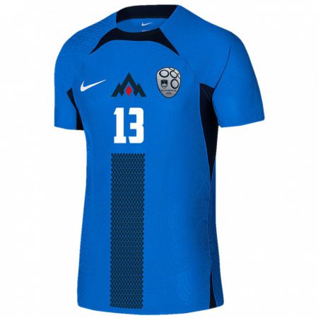 Kandiny Niño Camiseta Eslovenia Zala Kuštrin #13 Azul 2ª Equipación 24-26 La Camisa Chile