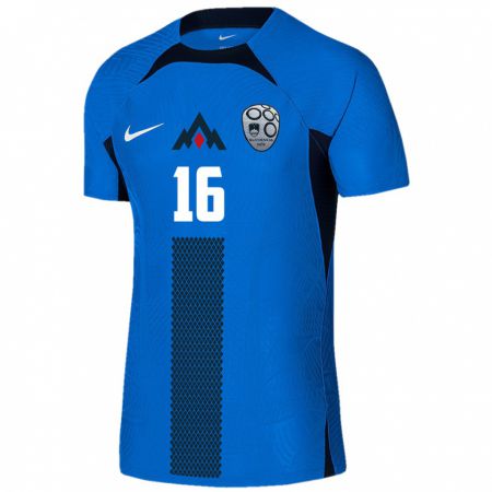 Kandiny Niño Camiseta Eslovenia Kaja Eržen #16 Azul 2ª Equipación 24-26 La Camisa Chile