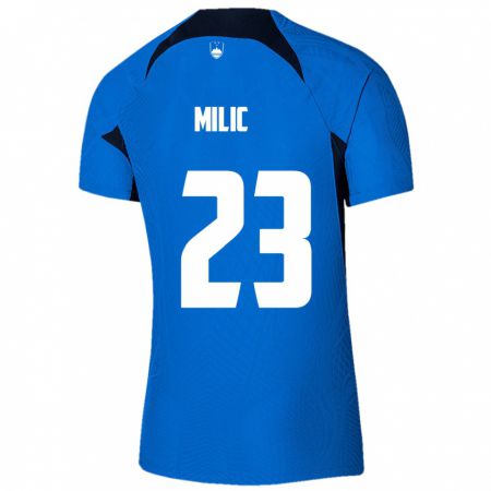 Kandiny Niño Camiseta Eslovenia Nino Milic #23 Azul 2ª Equipación 24-26 La Camisa Chile