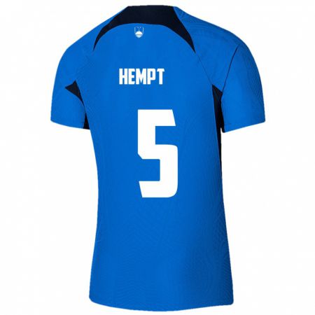 Kandiny Niño Camiseta Eslovenia Lukas Hempt #5 Azul 2ª Equipación 24-26 La Camisa Chile