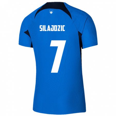 Kandiny Niño Camiseta Eslovenia Riad Silajdzic #7 Azul 2ª Equipación 24-26 La Camisa Chile