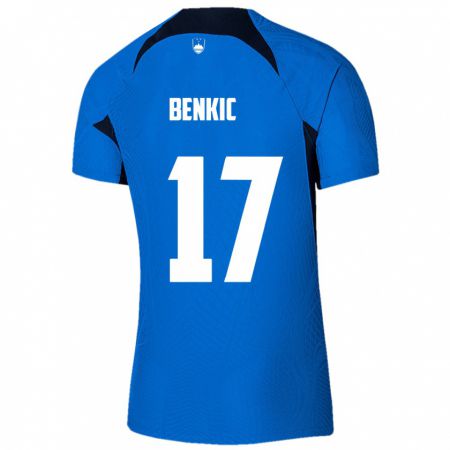 Kandiny Niño Camiseta Eslovenia Kevin Benkic #17 Azul 2ª Equipación 24-26 La Camisa Chile