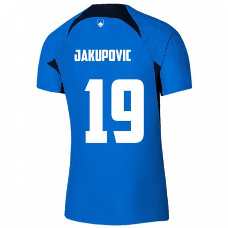 Kandiny Niño Camiseta Eslovenia Aldin Jakupovic #19 Azul 2ª Equipación 24-26 La Camisa Chile