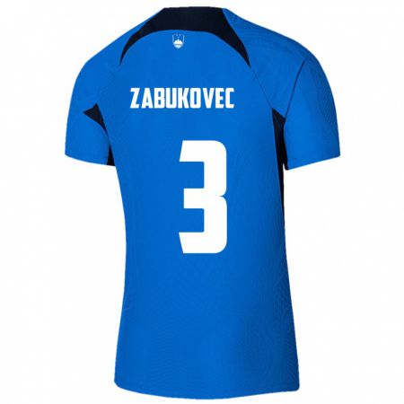 Kandiny Niño Camiseta Eslovenia Anze Zabukovec #3 Azul 2ª Equipación 24-26 La Camisa Chile