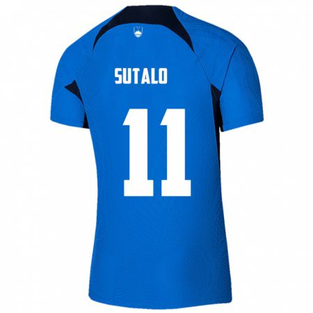 Kandiny Niño Camiseta Eslovenia Aleksej Sutalo #11 Azul 2ª Equipación 24-26 La Camisa Chile