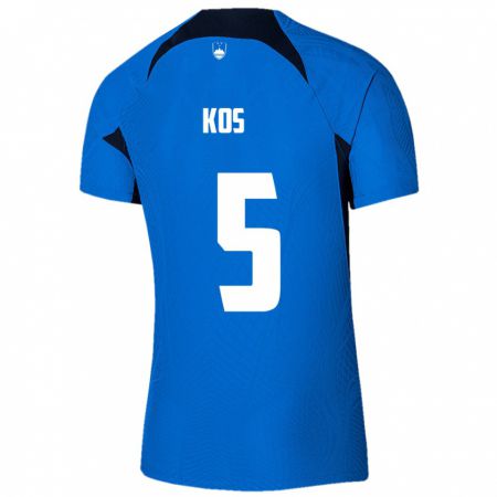 Kandiny Niño Camiseta Eslovenia Evelina Kos #5 Azul 2ª Equipación 24-26 La Camisa Chile