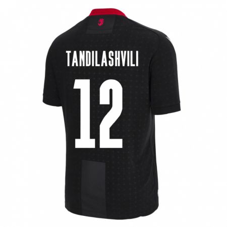 Kandiny Niño Camiseta Georgia Levan Tandilashvili #12 Negro 2ª Equipación 24-26 La Camisa Chile
