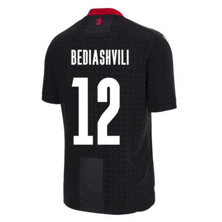 Kandiny Niño Camiseta Georgia Giorgi Bediashvili #12 Negro 2ª Equipación 24-26 La Camisa Chile