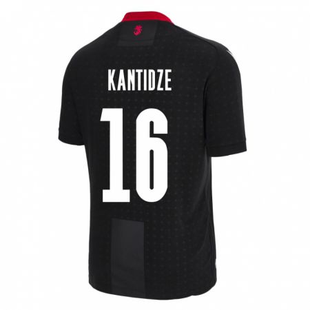 Kandiny Niño Camiseta Georgia Nikoloz Kantidze #16 Negro 2ª Equipación 24-26 La Camisa Chile