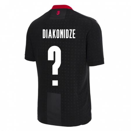Kandiny Niño Camiseta Georgia Shota Diakonidze #0 Negro 2ª Equipación 24-26 La Camisa Chile