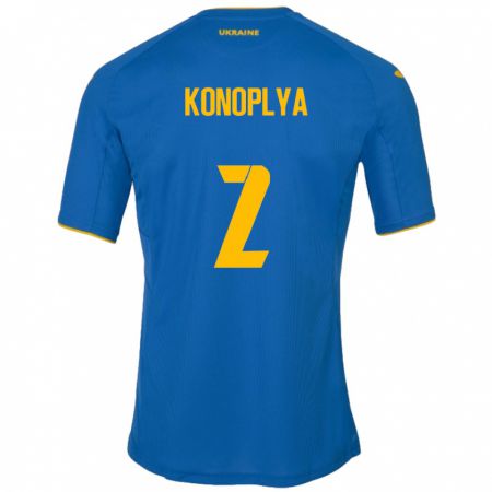 Kandiny Niño Camiseta Ucrania Yukhym Konoplya #2 Azul 2ª Equipación 24-26 La Camisa Chile