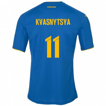 Kandiny Niño Camiseta Ucrania Ilya Kvasnytsya #11 Azul 2ª Equipación 24-26 La Camisa Chile