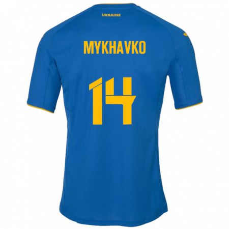 Kandiny Niño Camiseta Ucrania Taras Mykhavko #14 Azul 2ª Equipación 24-26 La Camisa Chile