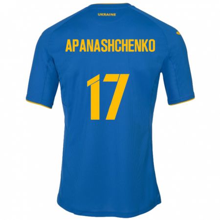 Kandiny Niño Camiseta Ucrania Daryna Apanashchenko #17 Azul 2ª Equipación 24-26 La Camisa Chile
