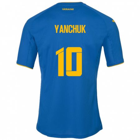 Kandiny Niño Camiseta Ucrania Polina Yanchuk #10 Azul 2ª Equipación 24-26 La Camisa Chile