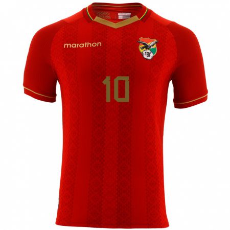 Kandiny Niño Camiseta Bolivia Ramiro Vaca #10 Rojo 2ª Equipación 24-26 La Camisa Chile