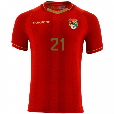 Kandiny Niño Camiseta Bolivia Luis Paz #21 Rojo 2ª Equipación 24-26 La Camisa Chile