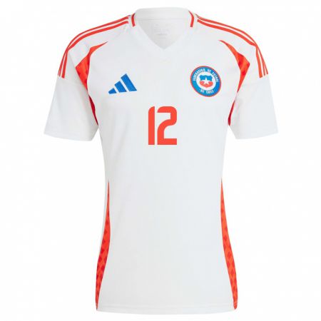 Kandiny Niño Camiseta Chile Diego Carreño #12 Blanco 2ª Equipación 24-26 La Camisa Chile