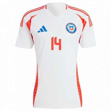 Kandiny Niño Camiseta Chile Felipe Valdivia #14 Blanco 2ª Equipación 24-26 La Camisa Chile