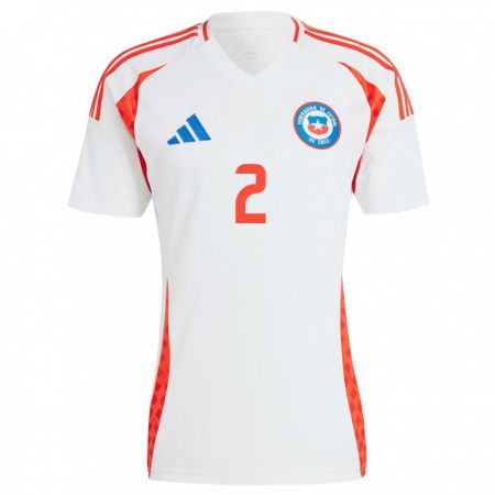 Kandiny Niño Camiseta Chile Gabriel Suazo #2 Blanco 2ª Equipación 24-26 La Camisa Chile