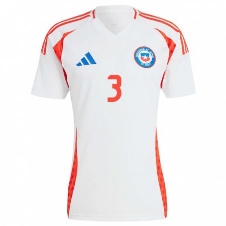 Kandiny Niño Camiseta Chile Yahir Salazar #3 Blanco 2ª Equipación 24-26 La Camisa Chile