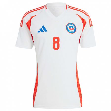 Kandiny Niño Camiseta Chile Darío Osorio #8 Blanco 2ª Equipación 24-26 La Camisa Chile