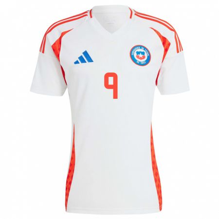 Kandiny Niño Camiseta Chile Axel Cerda #9 Blanco 2ª Equipación 24-26 La Camisa Chile