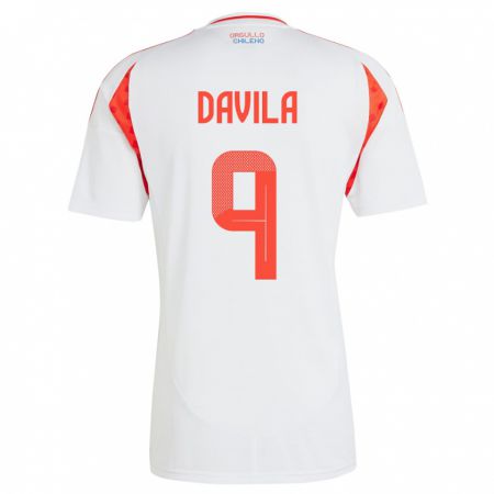 Kandiny Niño Camiseta Chile Víctor Dávila #9 Blanco 2ª Equipación 24-26 La Camisa Chile