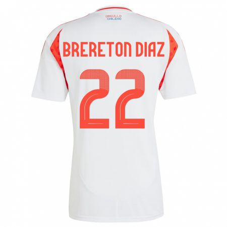 Kandiny Niño Camiseta Chile Ben Brereton Díaz #22 Blanco 2ª Equipación 24-26 La Camisa Chile