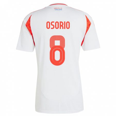 Kandiny Niño Camiseta Chile Darío Osorio #8 Blanco 2ª Equipación 24-26 La Camisa Chile