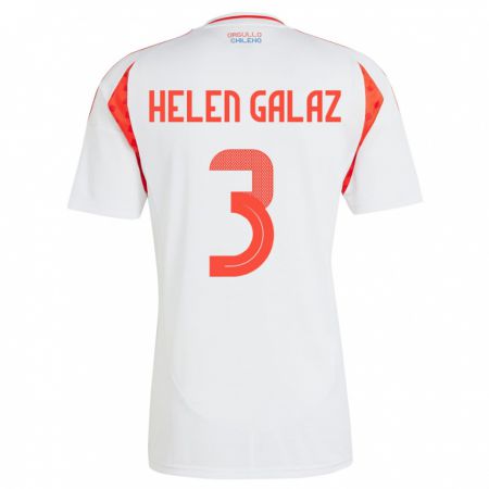 Kandiny Niño Camiseta Chile Su Helen Galaz #3 Blanco 2ª Equipación 24-26 La Camisa Chile