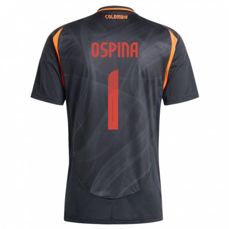 Kandiny Niño Camiseta Colombia David Ospina #1 Negro 2ª Equipación 24-26 La Camisa Chile