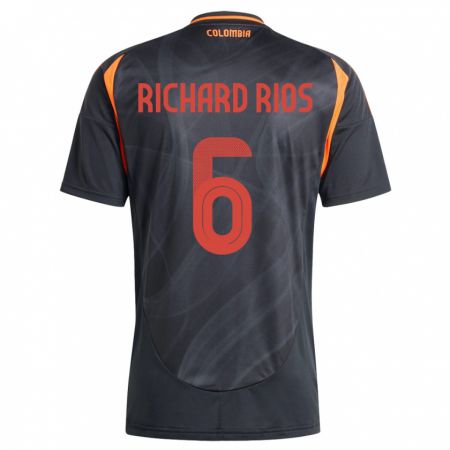 Kandiny Niño Camiseta Colombia Richard Ríos #6 Negro 2ª Equipación 24-26 La Camisa Chile
