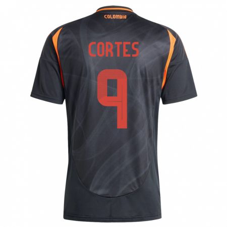 Kandiny Niño Camiseta Colombia Carlos Cortés #9 Negro 2ª Equipación 24-26 La Camisa Chile