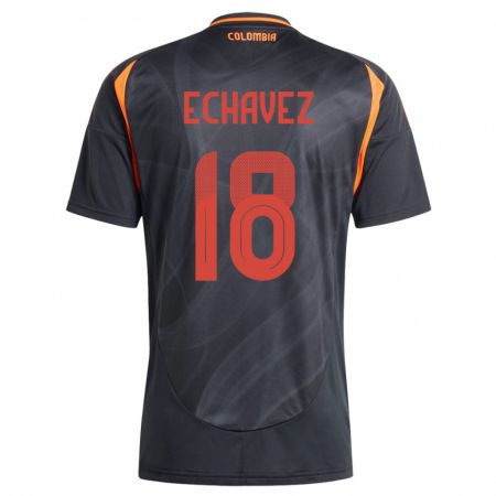 Kandiny Niño Camiseta Colombia Jhon Echavez #18 Negro 2ª Equipación 24-26 La Camisa Chile