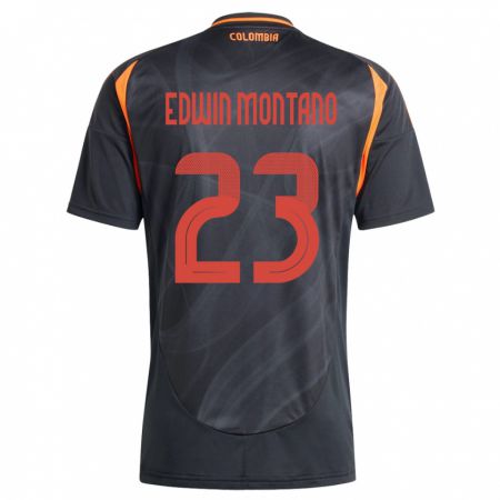 Kandiny Niño Camiseta Colombia John Edwin Montaño #23 Negro 2ª Equipación 24-26 La Camisa Chile