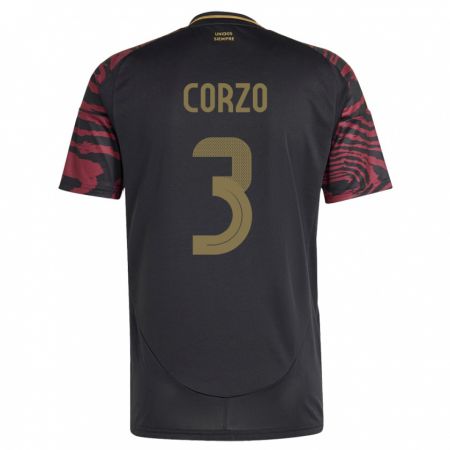 Kandiny Niño Camiseta Perú Aldo Corzo #3 Negro 2ª Equipación 24-26 La Camisa Chile