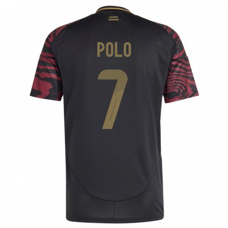 Kandiny Niño Camiseta Perú Andy Polo #7 Negro 2ª Equipación 24-26 La Camisa Chile