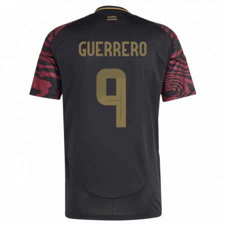Kandiny Niño Camiseta Perú Paolo Guerrero #9 Negro 2ª Equipación 24-26 La Camisa Chile