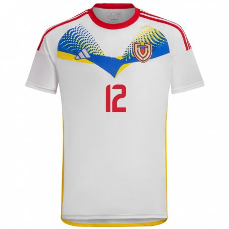 Kandiny Niño Camiseta Venezuela Wilmary Argüelles #12 Blanco 2ª Equipación 24-26 La Camisa Chile