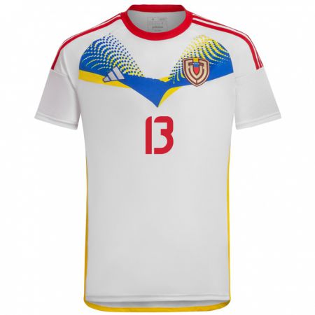 Kandiny Niño Camiseta Venezuela Jesús Paz #13 Blanco 2ª Equipación 24-26 La Camisa Chile