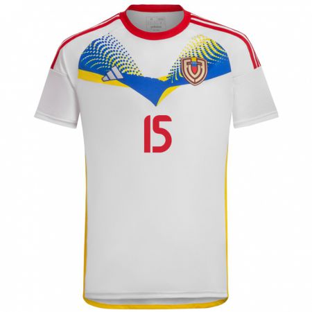 Kandiny Niño Camiseta Venezuela Miguel Navarro #15 Blanco 2ª Equipación 24-26 La Camisa Chile