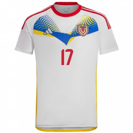 Kandiny Niño Camiseta Venezuela David Martínez #17 Blanco 2ª Equipación 24-26 La Camisa Chile